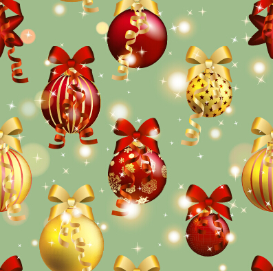 Shiny christmas balls ornament seamless pattern vector 05  
