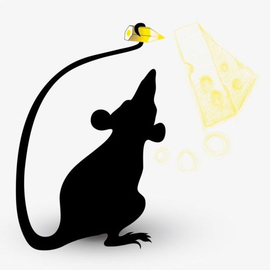Silhouette mouse e formaggio vettoriale  