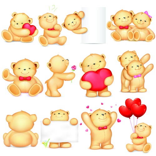 Super cute teddy bear design vector graphics 03  