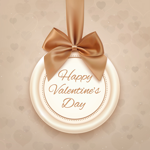 Valentines Day cards with ornate bow vector 04  