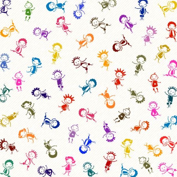 Vector happy children seamless pattern material 05  