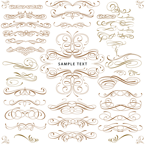 Vector retro calligraphic elements material set 02  