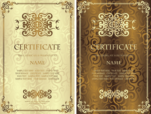 Vintage luxury certificates template set vector 04  