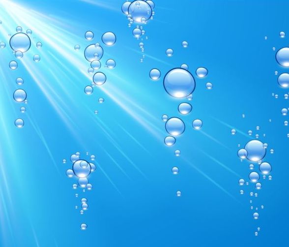 Fond de l’eau avec des bulles et vecteur de lumière du soleil 05  