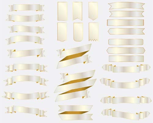 White with golden ribbons vector material  