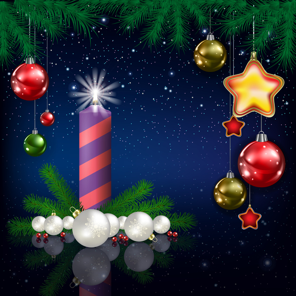 Boules de Noël avec décor et vecteur de fond de Noël bleu 04  