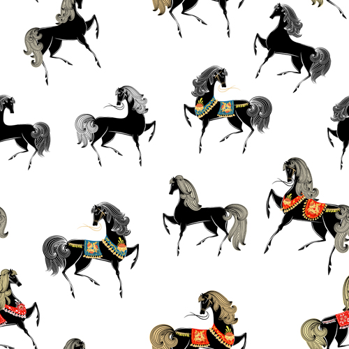 2014 馬シームレス パターン ベクター 04  