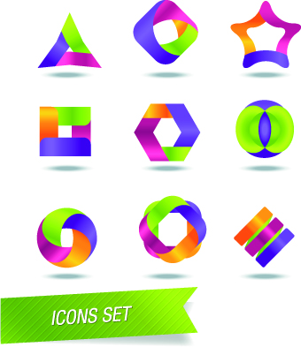 Color Abstract icons vector 01  