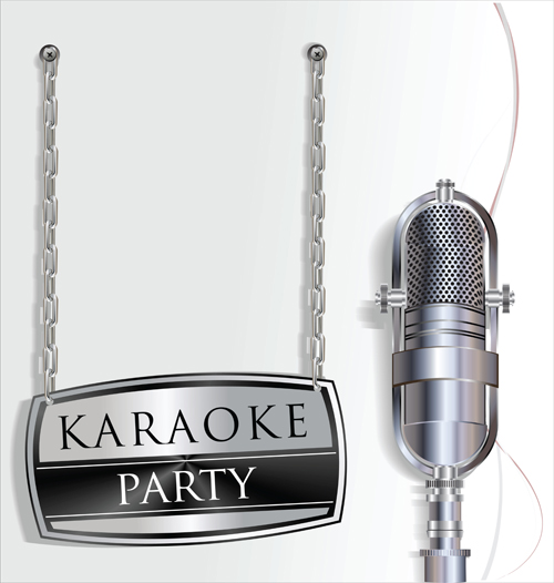 karaoke party with microphone poster vector  