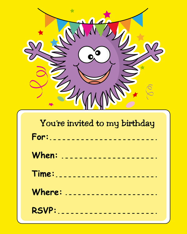 monster with birthday card vectors 02  