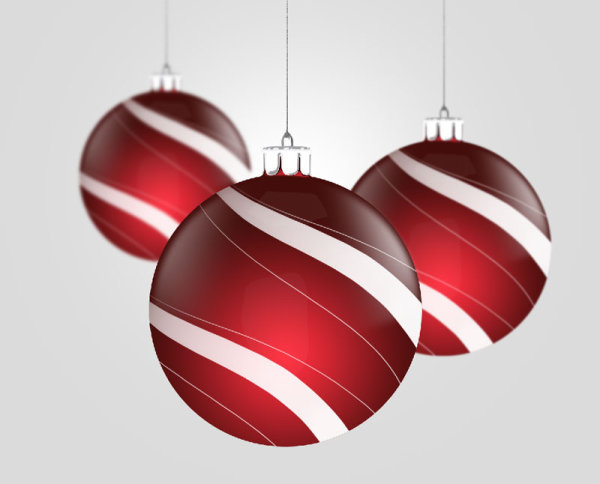 Red Christmas balls psd material  