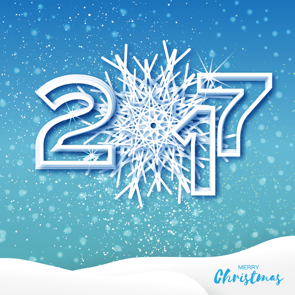 2017 Christmas greeting cards with paper cut vector  