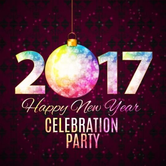 2017 new year with christmas decor background vector 07  
