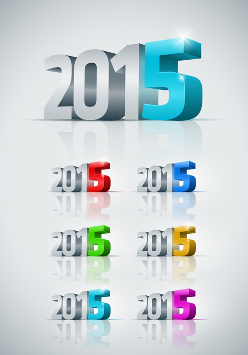 3D 2015 New Year text vector 02  