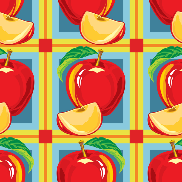 Apple red pattern seamless vectors 04  
