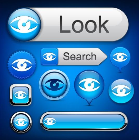 アプリケーションのウェブサイト青いボタンのベクトルセット01  