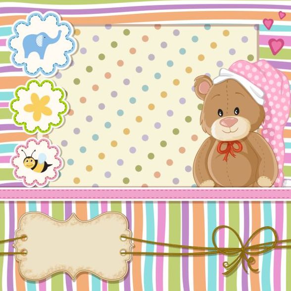 Baby shower cards with cute animals vector 18  