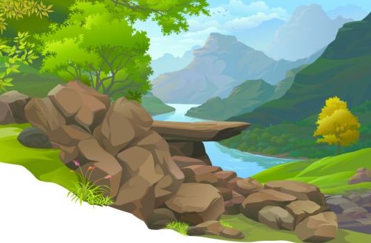 Mooie jungle landschap vector graphics 04  