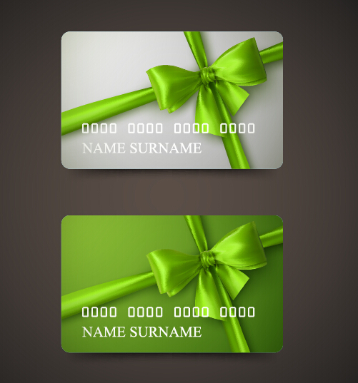 Beautiful bow with business cards template vector 03  