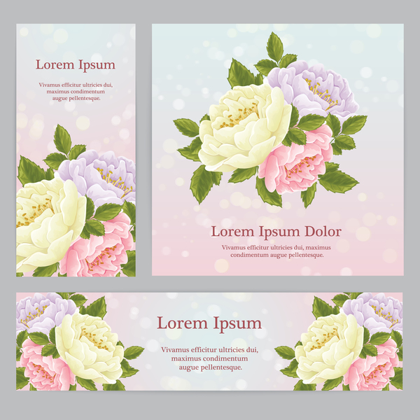 Beautiful flower banner with card template vector  