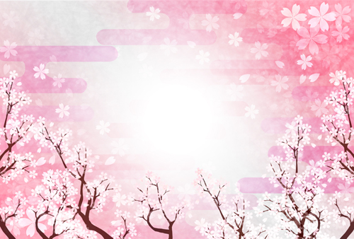 Beautiful sakura art background vector set 03  