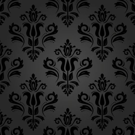 Black floral decorative pattern vector material 05  