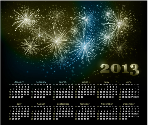 Sparkling Black style Calendars 2013 vector 02  
