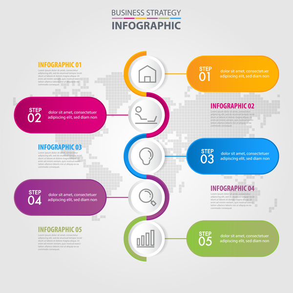 Infographic Schablonenvektor 09 der Geschäftsstrategie  
