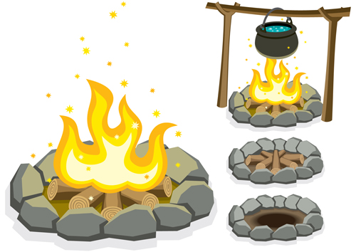 Set of Camping design elements vector 01  