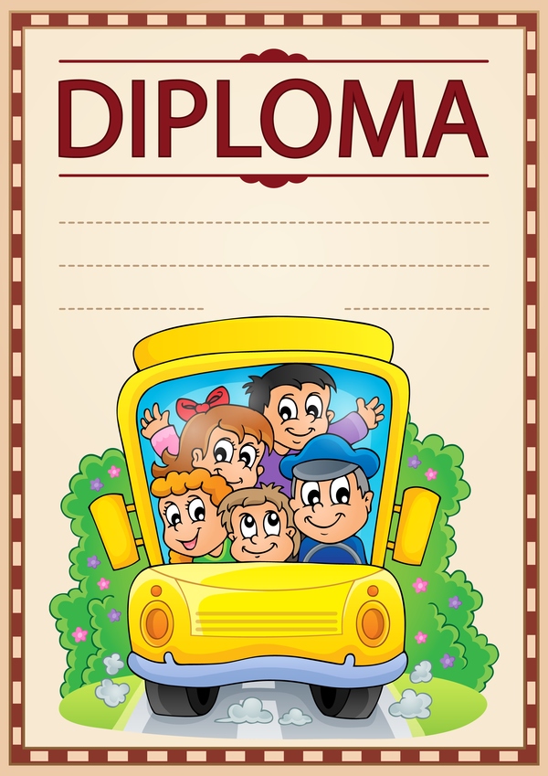 Cartoon styles diploma theme template vectors 01  