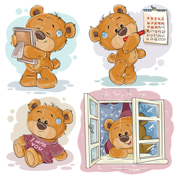 Cartoon teddy bears head drawing vector 08  