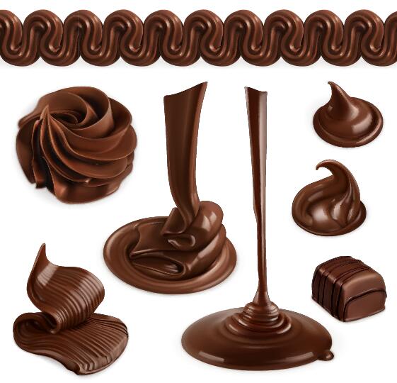 チョコレート dirpping ベクター素材02  