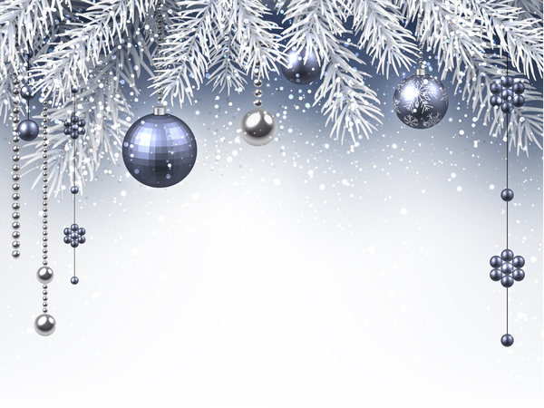 Natale palline arredamento con rami di albero vettore carta 01  