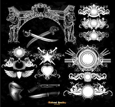 Classical heraldry ornaments vector material 04  