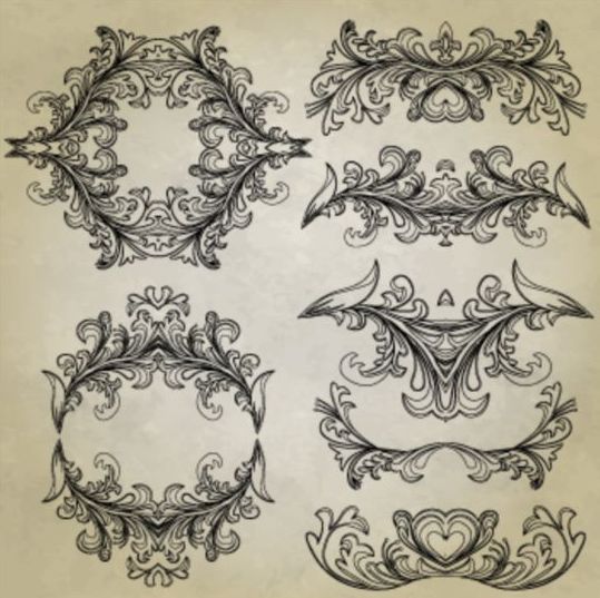 Klassieke ornamenten met frame vectoren  