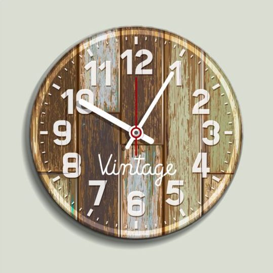 Uhr alten Holzvektor 02  