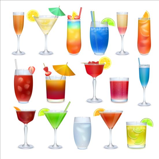 Colored cocktail vector set 02  