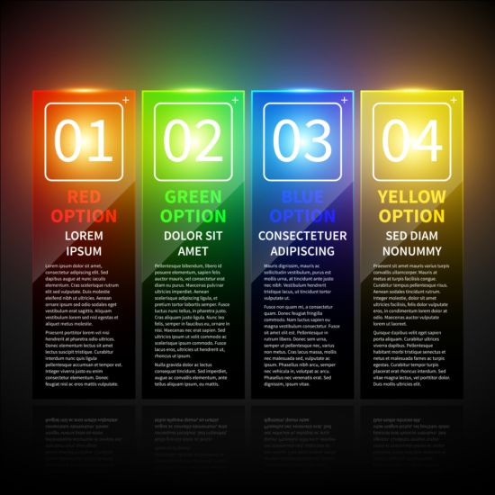 Färgad Neon infographic vektorer 05  
