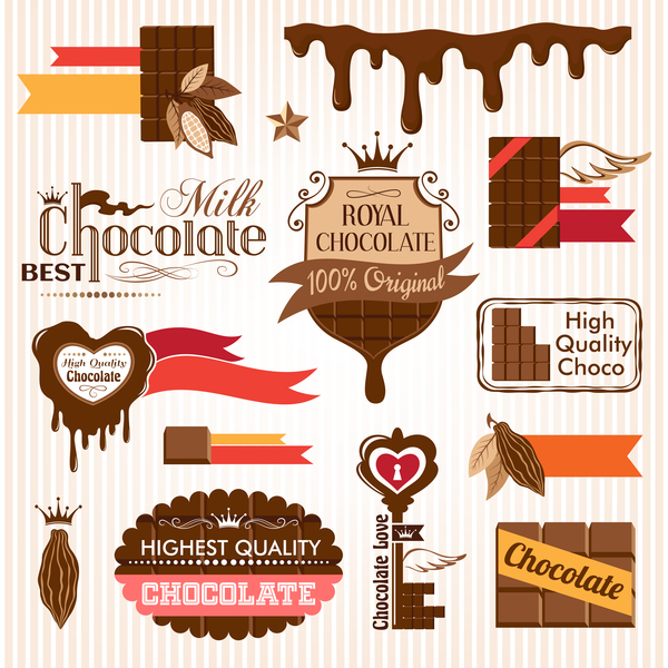 Creative chocolate logo with labels vector 02  