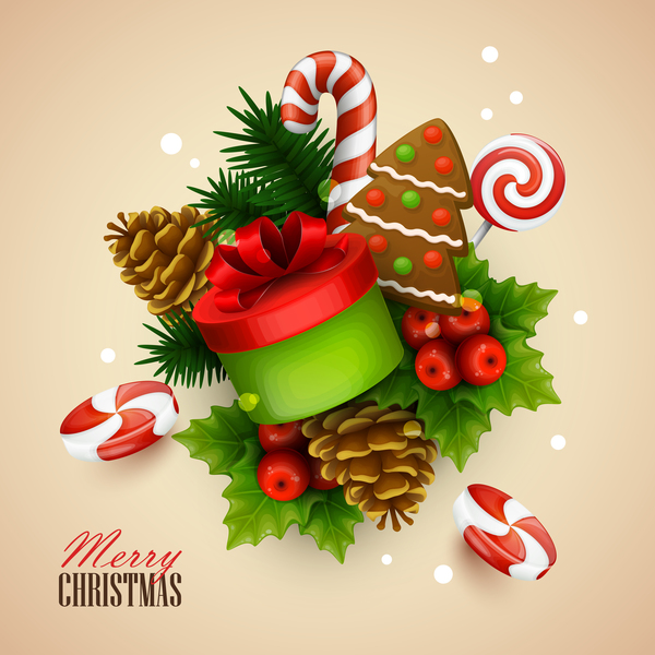 Cute christmas sweet background vector 01  