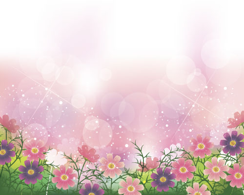 Cute flower with halation background vector 01  