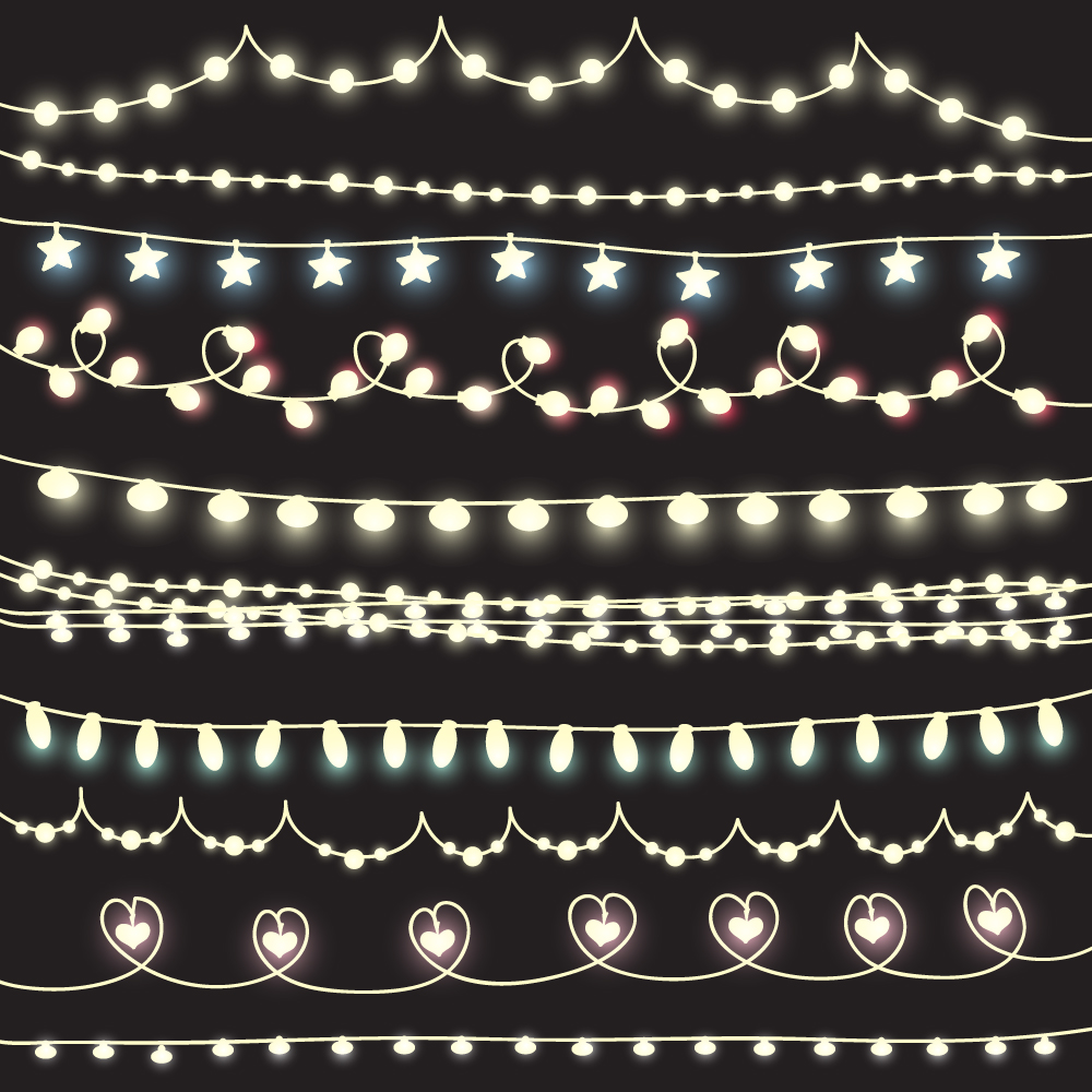 Cute lights borders vector set 01  
