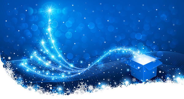 Dream christmas tree with blue xmas background vector 09  