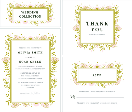 Elegant wedding invitations creative vector material 01  