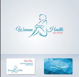 Elegant woman logo with cards vector graphics 05  