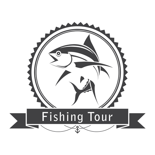 Fishing tour label vintage vector  