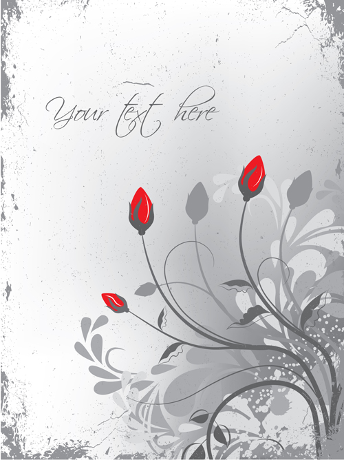 Flower illustrations vector background 06  