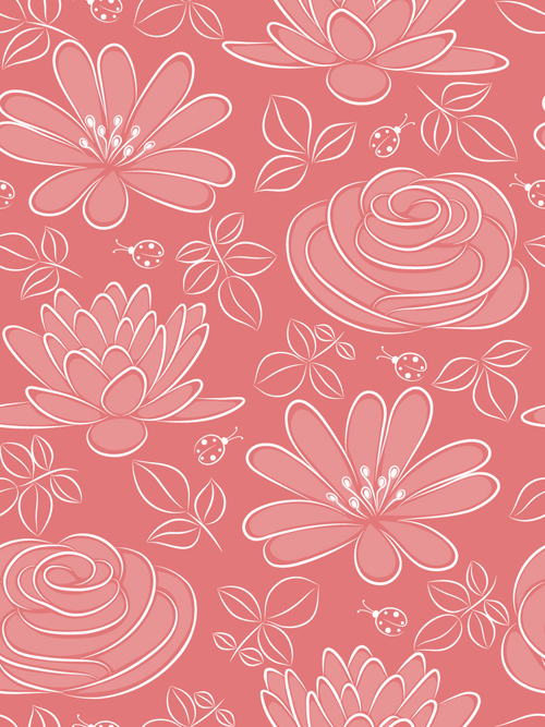 Vivid Flower pattern design vector graphic 05  