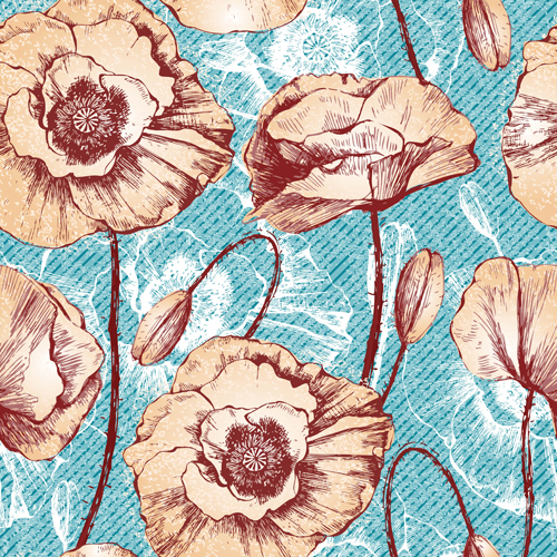 Flower vintage pattern seamless vector  