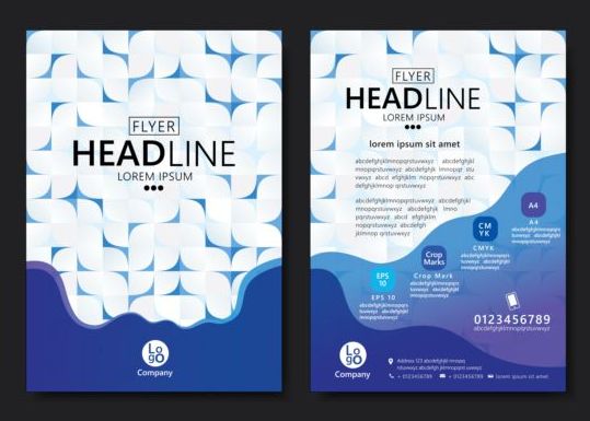 Flyer with brochure geometric pattern cover template vector 07  